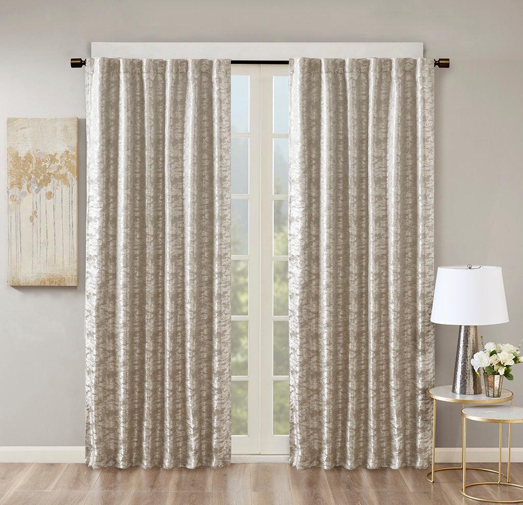 Olliix.com Curtains - Cassius 108 H Marble Jacquard Total Blackout Rod Pocket/Back Tab Curtain Panel Gray