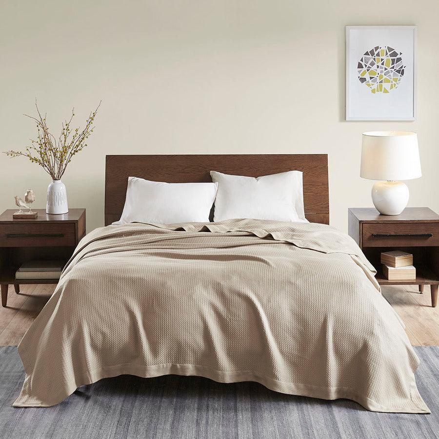 Olliix.com Comforters & Blankets - Casual Certified Egyptian Cotton Blanket Full/Queen Khaki