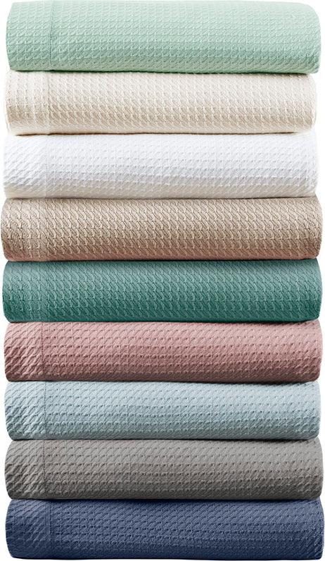 Olliix.com Comforters & Blankets - Casual Certified Egyptian Cotton Blanket Twin Blue