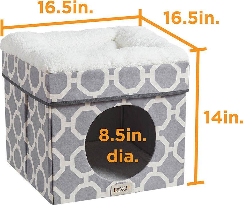 Olliix.com Cat Beds - Cat Ottoman Grey|Ivory PET63CH5688P