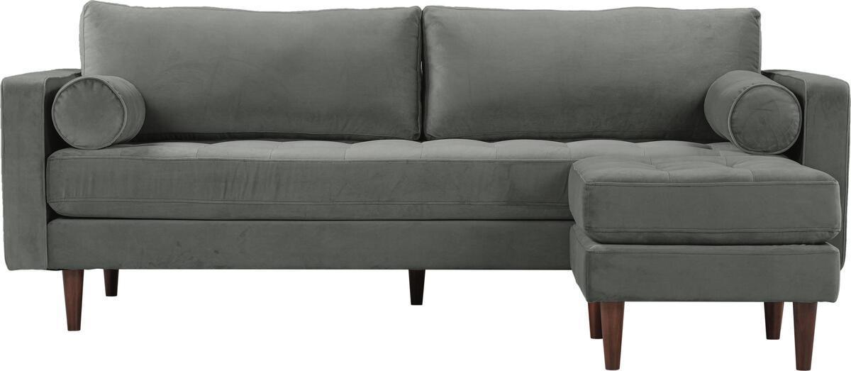 Tov Furniture Sectional Sofas - Cave Ash Gray Velvet Sectional