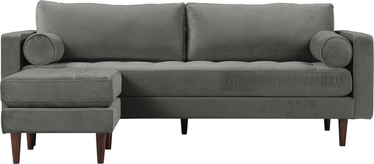 Tov Furniture Sectional Sofas - Cave Ash Gray Velvet Sectional