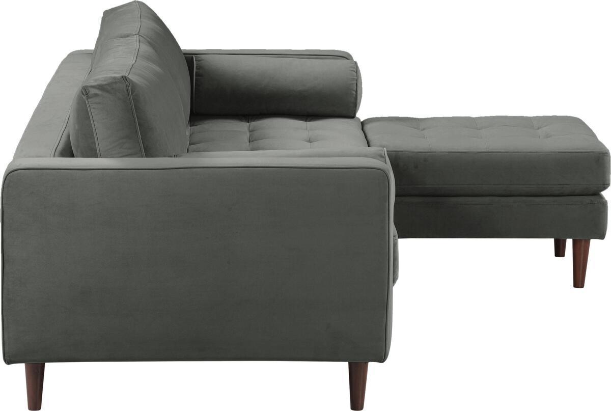 Tov Furniture Sectional Sofas - Cave Ash Gray Velvet Sectional