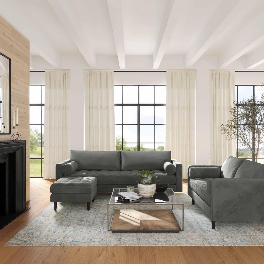 Tov Furniture Sectional Sofas - Cave Ash Gray Velvet Sectional