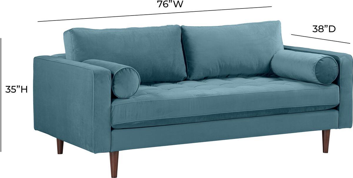 Tov Furniture Loveseats - Cave Dusty Blue Velvet Loveseat