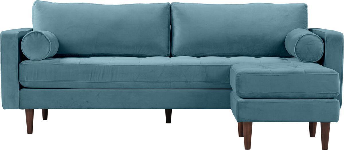 Tov Furniture Sectional Sofas - Cave Dusty Blue Velvet Sectional