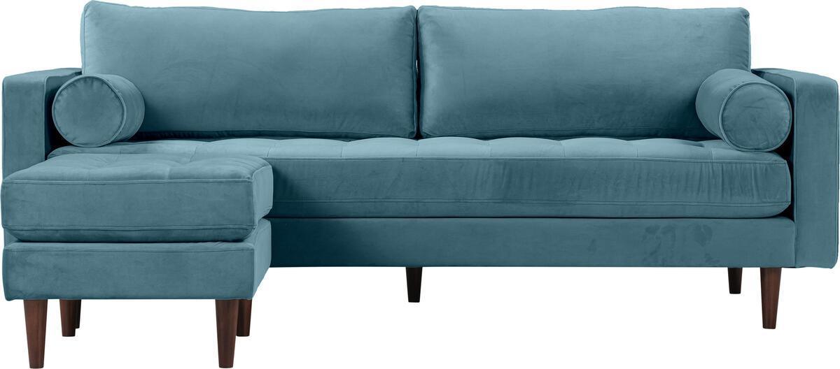 Tov Furniture Sectional Sofas - Cave Dusty Blue Velvet Sectional