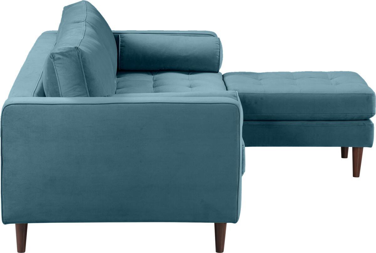 Tov Furniture Sectional Sofas - Cave Dusty Blue Velvet Sectional