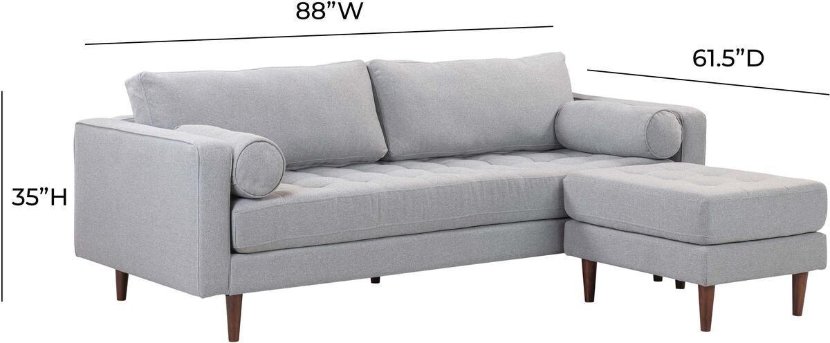 Tov Furniture Sectional Sofas - Cave Gray Tweed Sectional