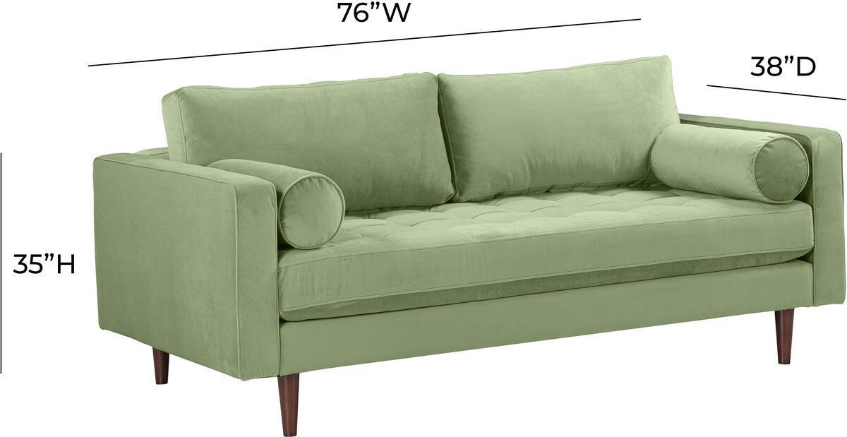 Tov Furniture Loveseats - Cave Sage Green Velvet Loveseat