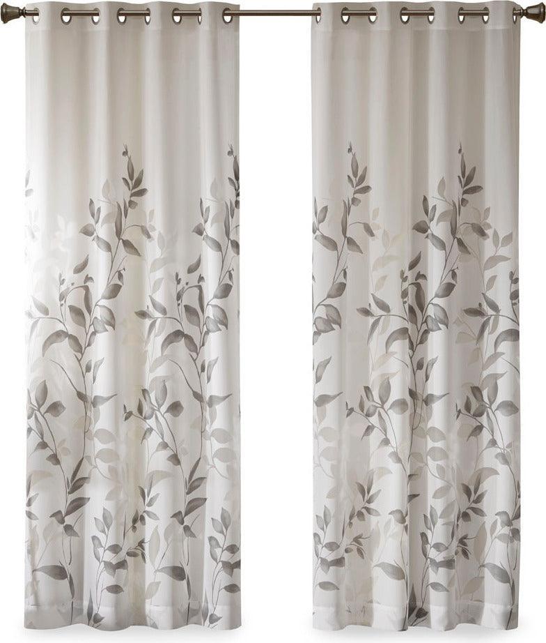 Olliix.com Curtains - Cecily 84 H Burnout Printed Window Panel Gray