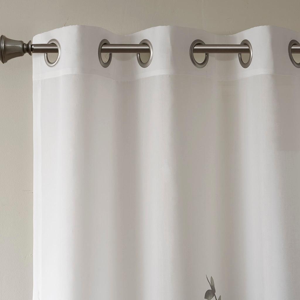 Olliix.com Curtains - Cecily 84 H Burnout Printed Window Panel Gray