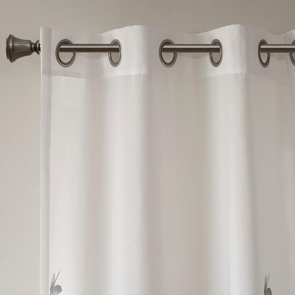 Olliix.com Curtains - Cecily 84 H Burnout Printed Window Panel Gray