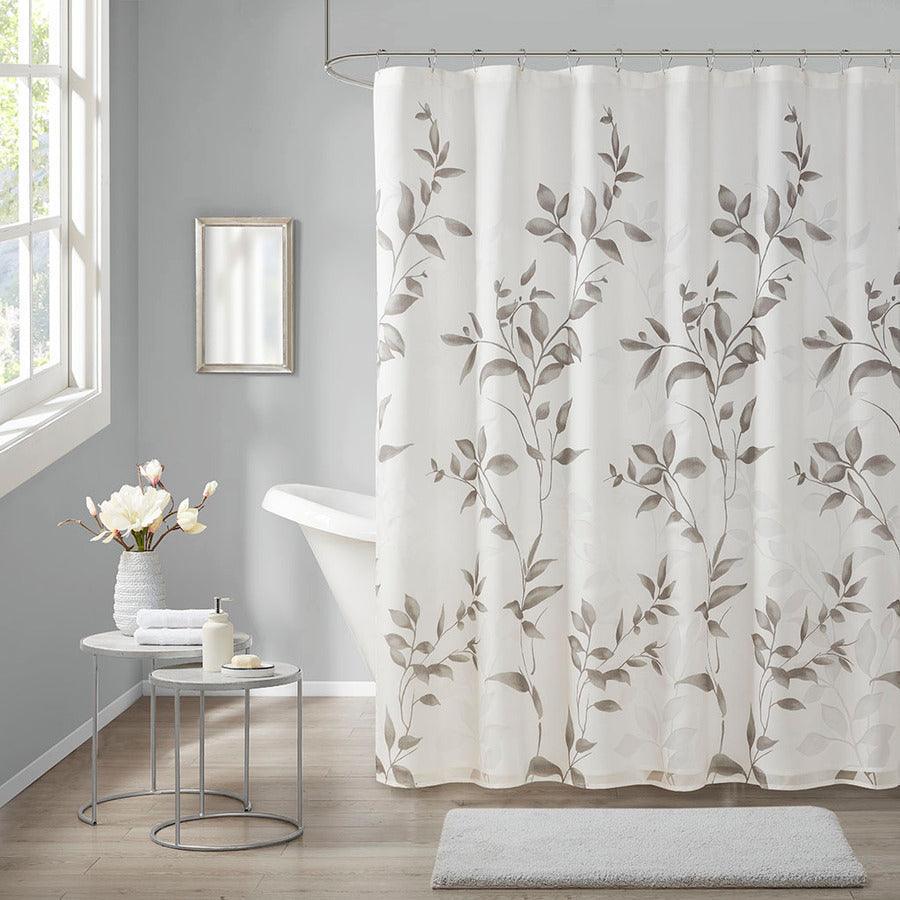 Olliix.com Shower Curtains - Cecily Burnout Printed Shower Curtain Grey