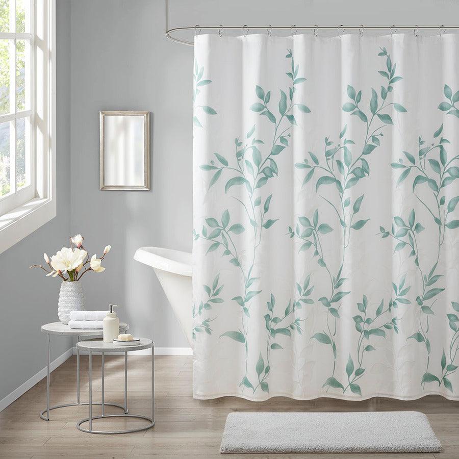 Olliix.com Shower Curtains - Cecily Burnout Printed Shower Curtain Seafoam