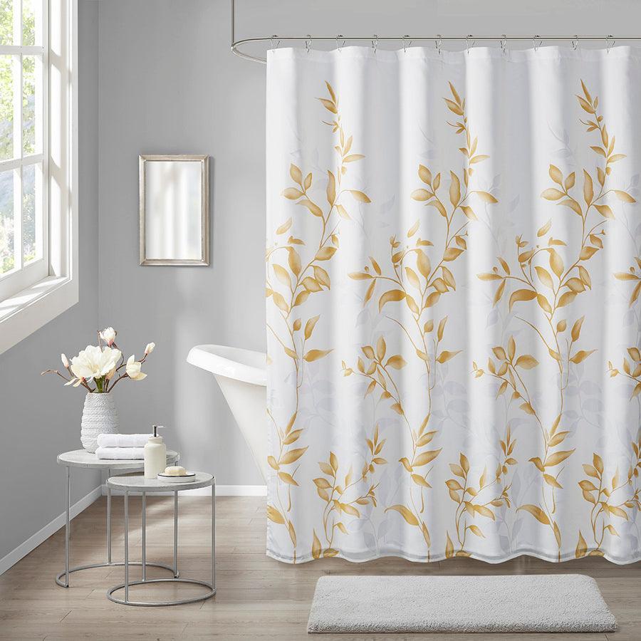 Olliix.com Shower Curtains - Cecily Burnout Printed Shower Curtain Yellow