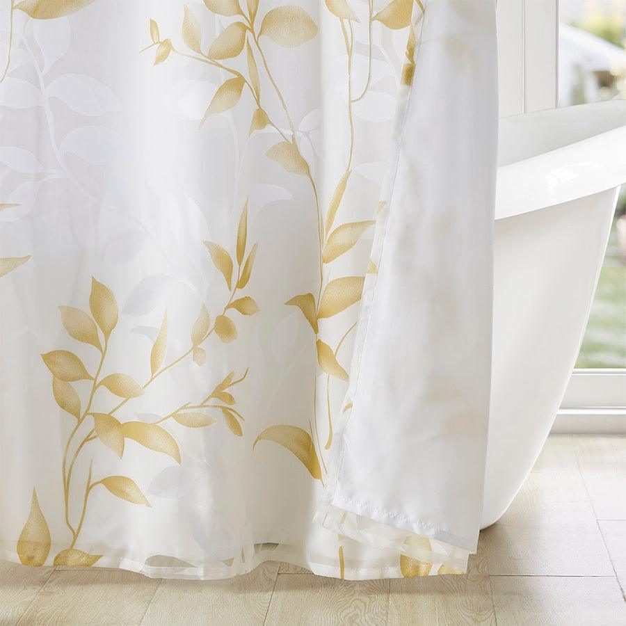 Olliix.com Shower Curtains - Cecily Burnout Printed Shower Curtain Yellow