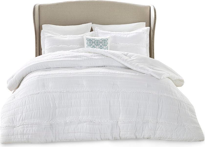 Olliix.com Comforters & Blankets - Celeste King Shabby Chic 5 Piece Comforter Set White