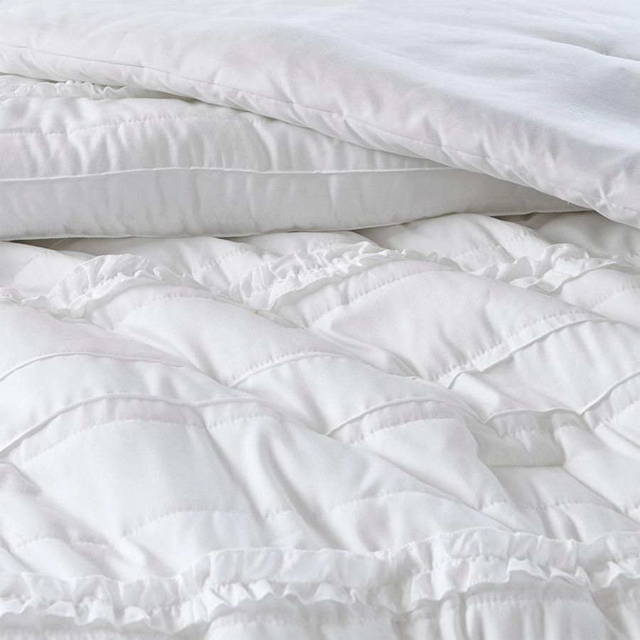 Olliix.com Comforters & Blankets - Celeste King Shabby Chic 5 Piece Comforter Set White