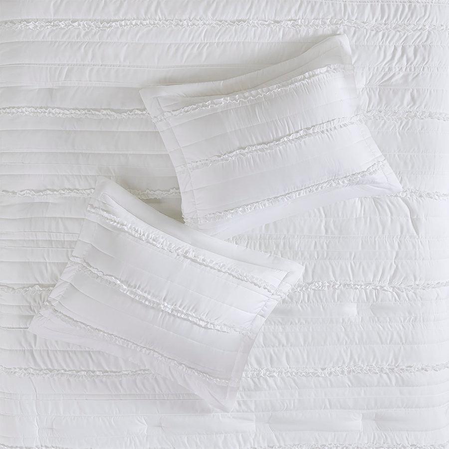 Olliix.com Comforters & Blankets - Celeste King Shabby Chic 5 Piece Comforter Set White