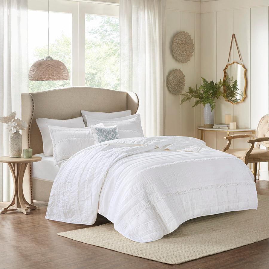 Olliix.com Comforters & Blankets - Celeste King/California King 4 Piece Reversible Coverlet Set White