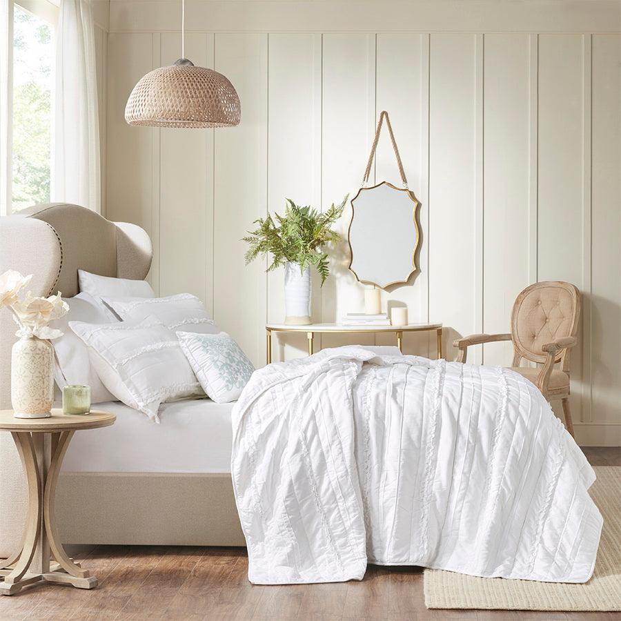 Olliix.com Comforters & Blankets - Celeste King/California King 4 Piece Reversible Coverlet Set White