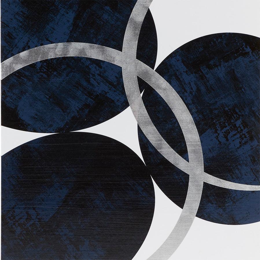 Olliix.com Wall Paintings - Celestial Orbit Navy Gel Coated and Silver Foil Canvas Navy