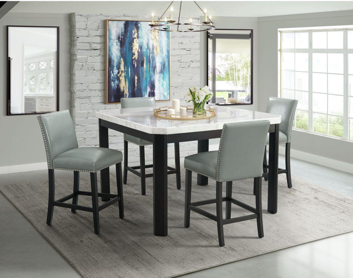 Elements Dining Sets - Celine 5 Piece Square Counter Dining Set- Table & Four Grey Side Chairs