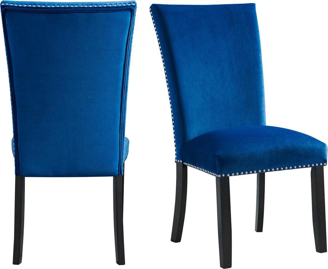 Elements Dining Sets - Celine 5PC Dining Set- Table & Four Blue Velvet Chairs Grey