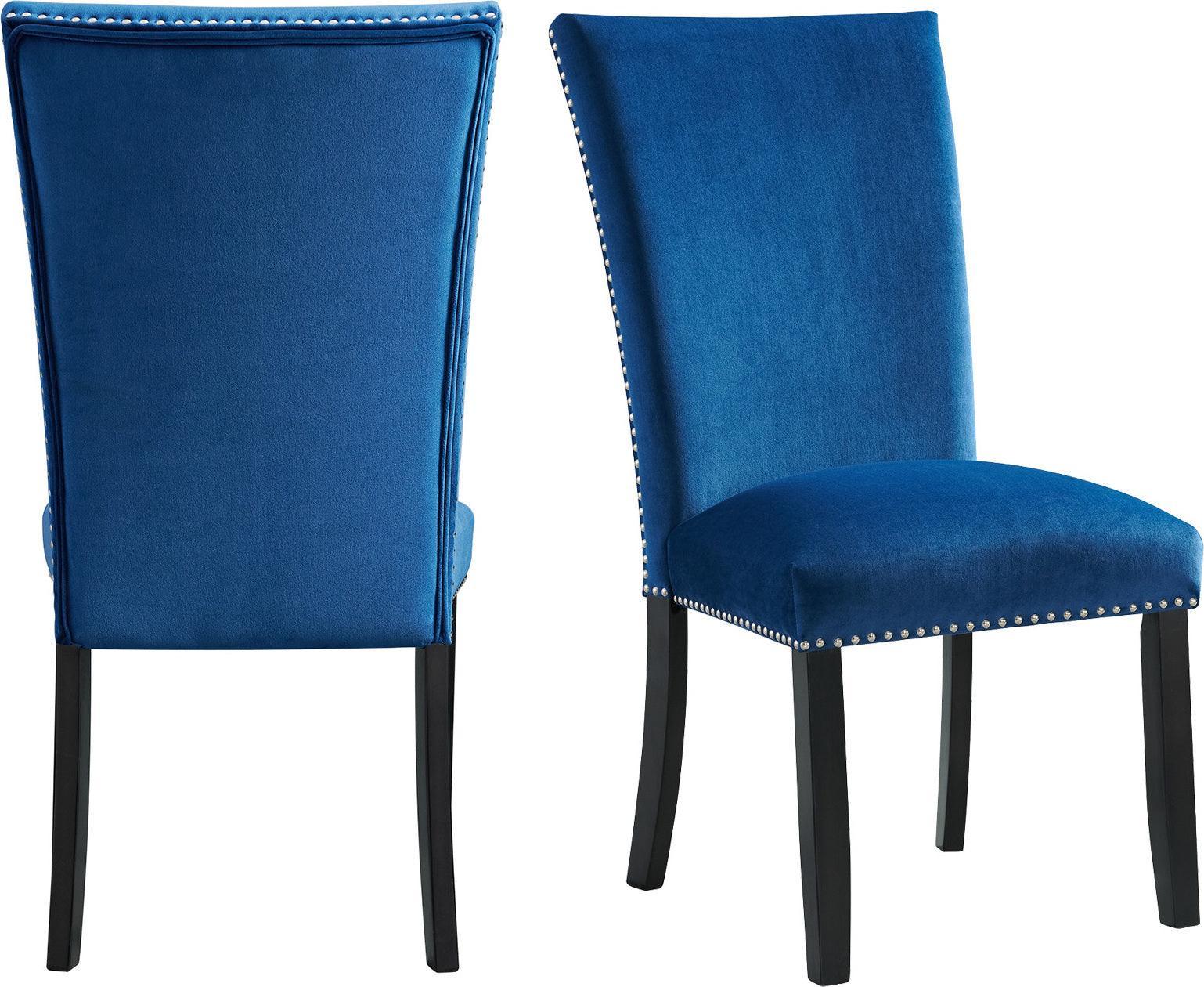 Elements Dining Chairs - Celine Blue Velvet Side Chair Set (Set of 2)