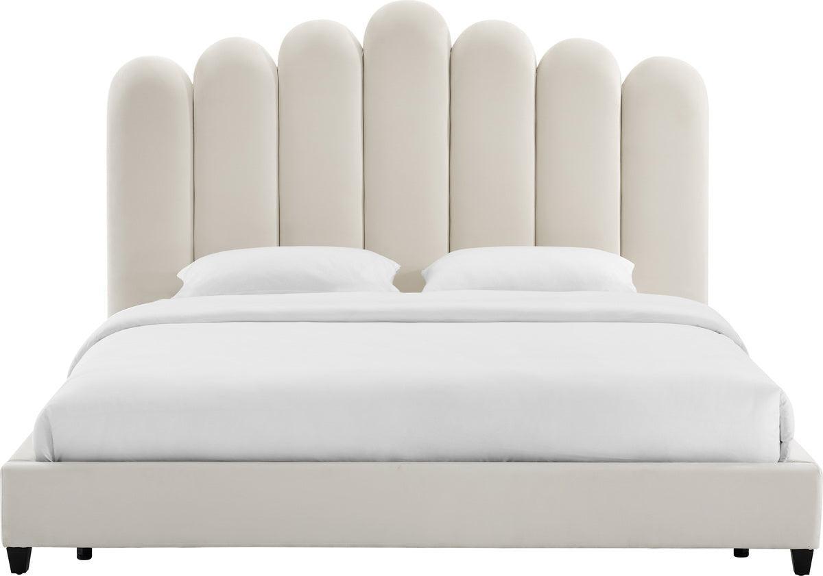 Tov Furniture Beds - Celine Cream Velvet Bed in King Black & Cream