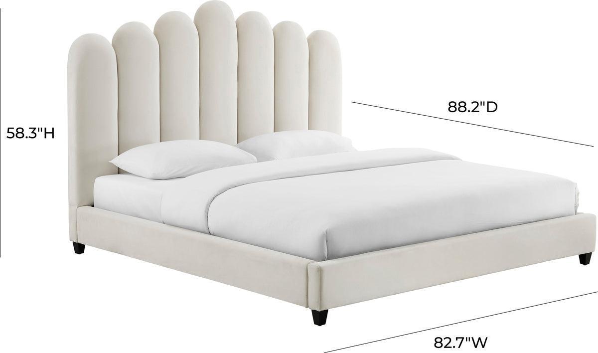 Tov Furniture Beds - Celine Cream Velvet Bed in King Black & Cream