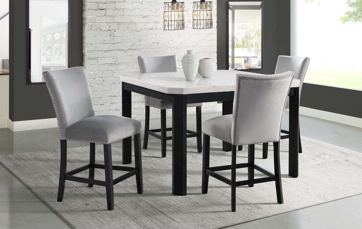 Elements Dining Sets - Celine White 5Pc Counter Height Dining Set Gray