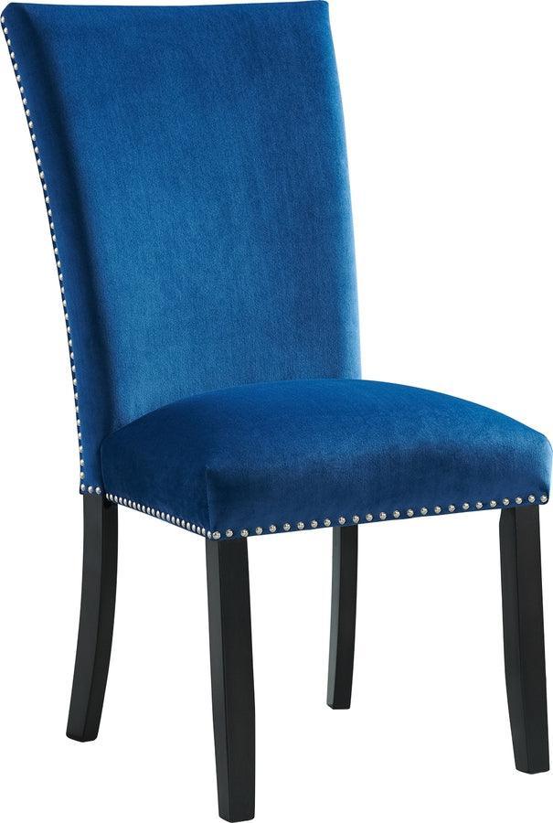 Elements Dining Sets - Celine White Marble 5PC Dining Set-Table & Four Blue Velvet Chairs White &Blue