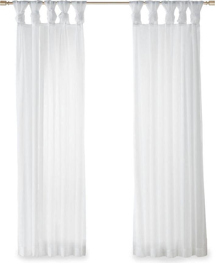 Olliix.com Curtains - Ceres 63" Twist Tab Voile Sheer Window Pair White