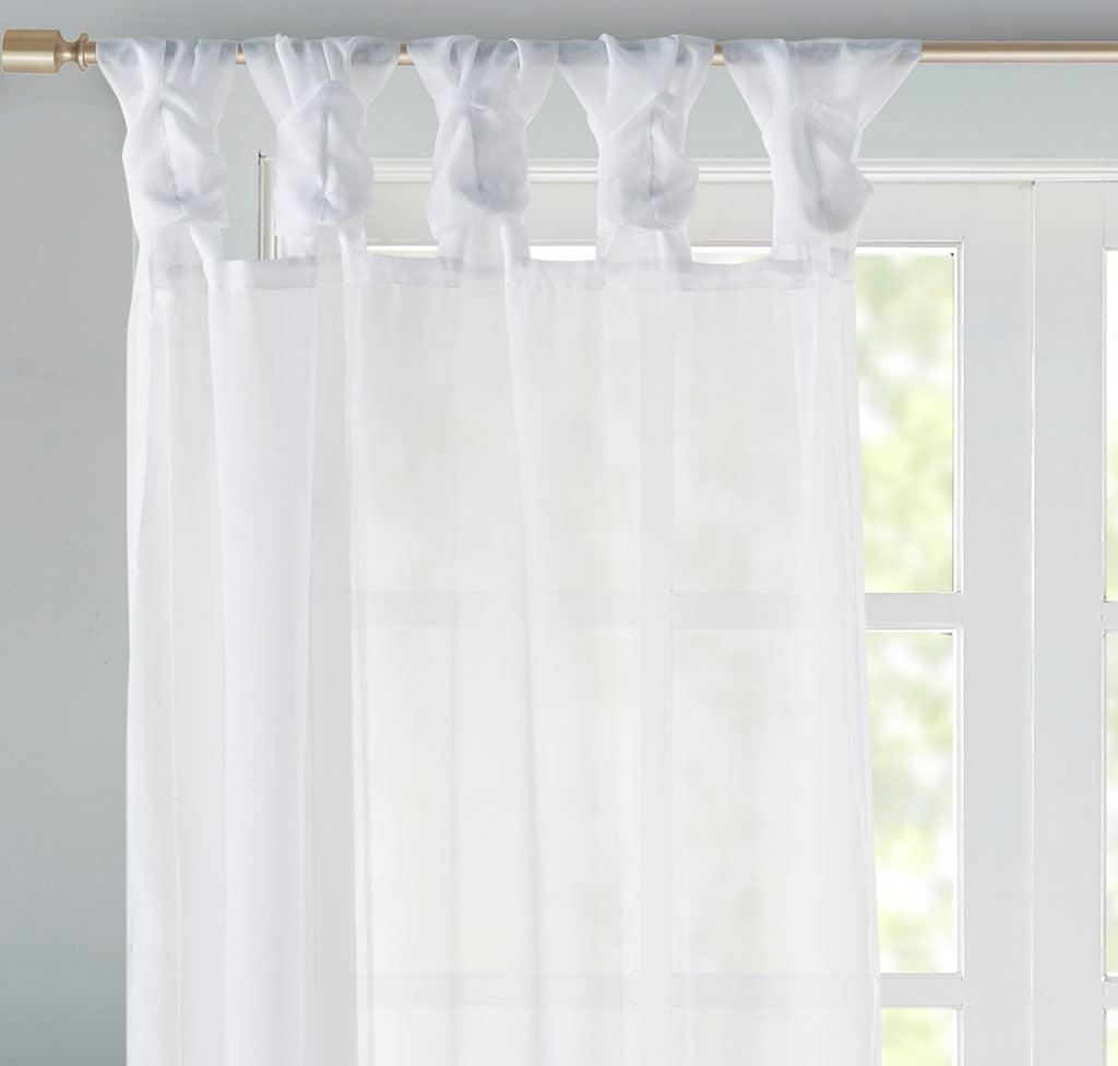 Olliix.com Curtains - Ceres 84" Twist Tab Voile Sheer Window Pair White
