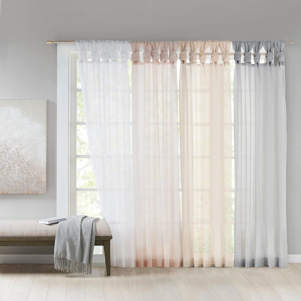 Olliix.com Curtains - Ceres 84" Twist Tab Voile Sheer Window Pair White