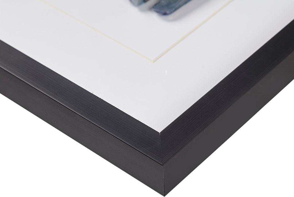 Olliix.com Wall Art - Cerulean Contemporary Stones Real Natural Agate Framed Shadowbox 13.78x23.62x1.2" Blue