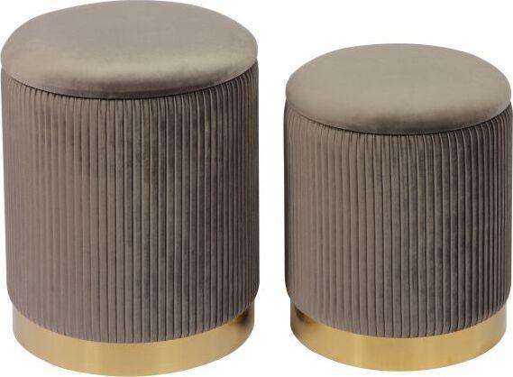 Tov Furniture Living Room Sets - Channeled Gray Velvet Storage Ottomans - Set of 2