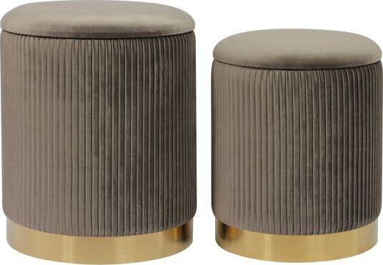 Tov Furniture Living Room Sets - Channeled Gray Velvet Storage Ottomans - Set of 2
