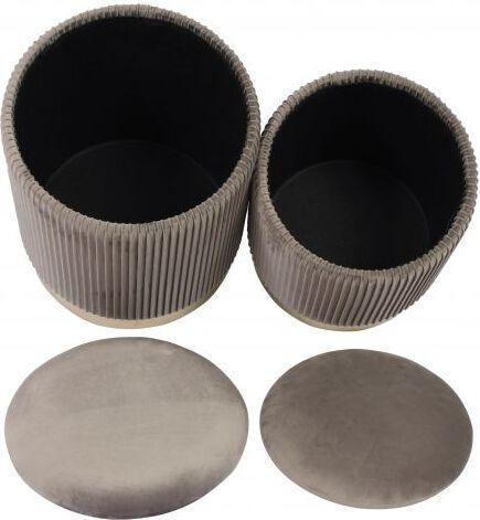 Tov Furniture Living Room Sets - Channeled Gray Velvet Storage Ottomans - Set of 2