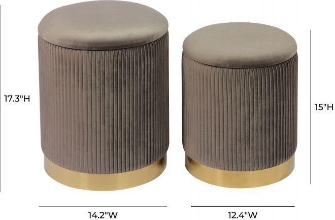Tov Furniture Living Room Sets - Channeled Gray Velvet Storage Ottomans - Set of 2