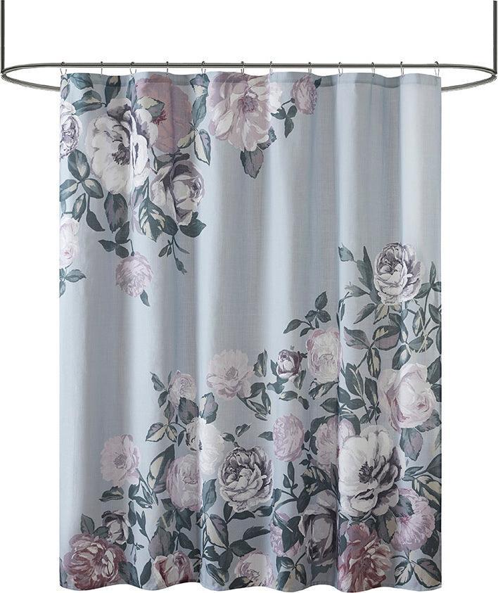 Olliix.com Shower Curtains - Charisma Cotton Floral Printed Shower Curtain Grey