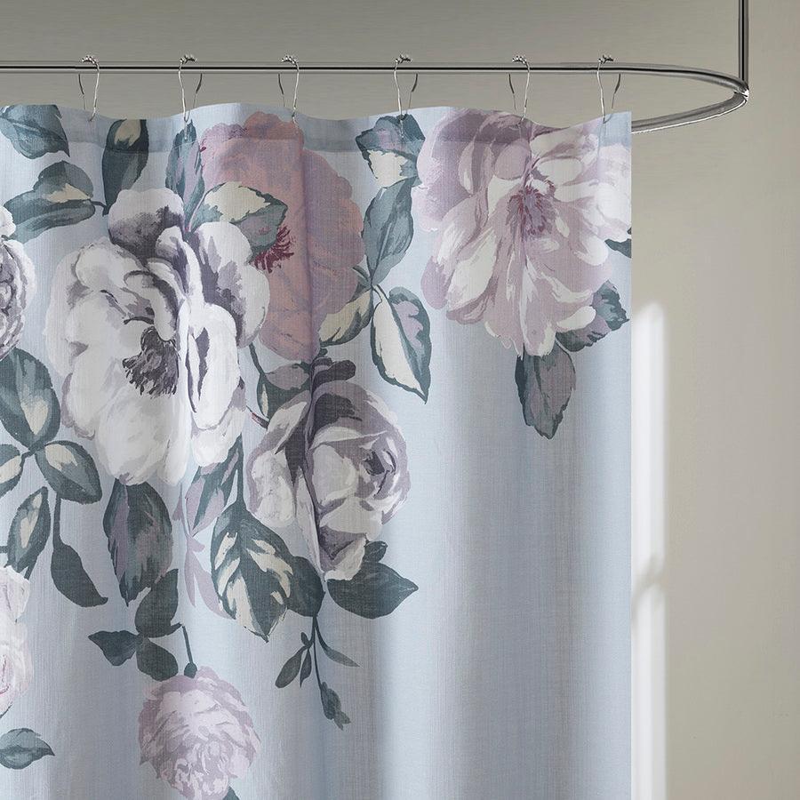Olliix.com Shower Curtains - Charisma Cotton Floral Printed Shower Curtain Grey