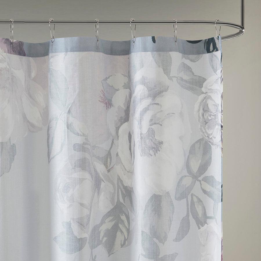 Olliix.com Shower Curtains - Charisma Cotton Floral Printed Shower Curtain Grey