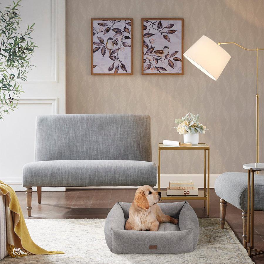 Olliix.com Dog Beds - Charlie 21"W 4-Sided Bolster with Ortho Base and Removable Cover Gray