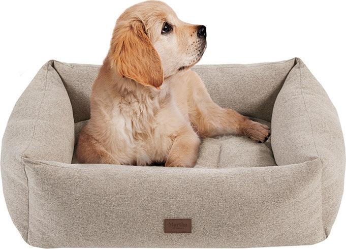 Olliix.com Dog Beds - Charlie 4-Sided 21" W Bolster with Ortho Base and Removable Cover Tan