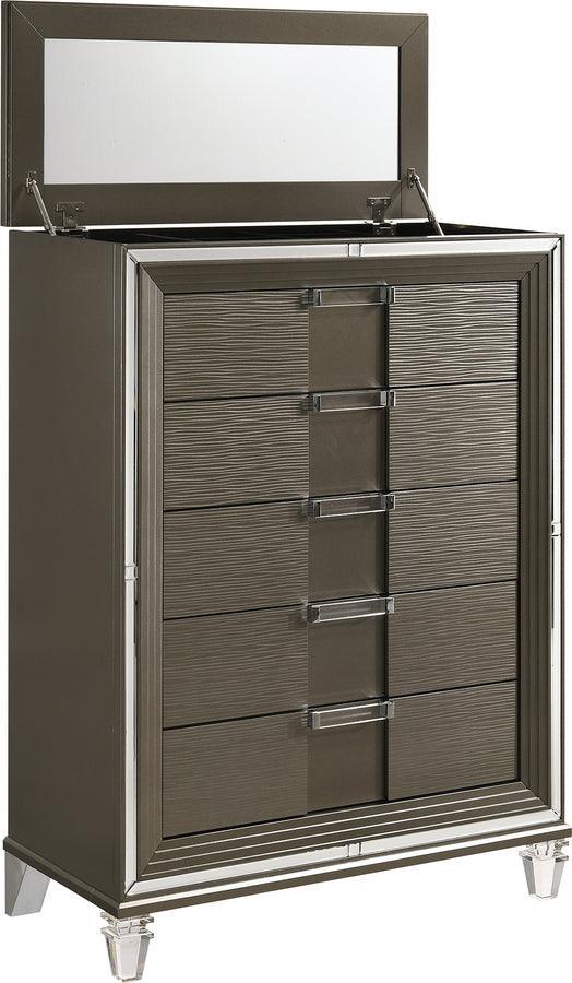Elements Chest of Drawers - Charlotte 5-Drawer Flip-Top Chest Copper