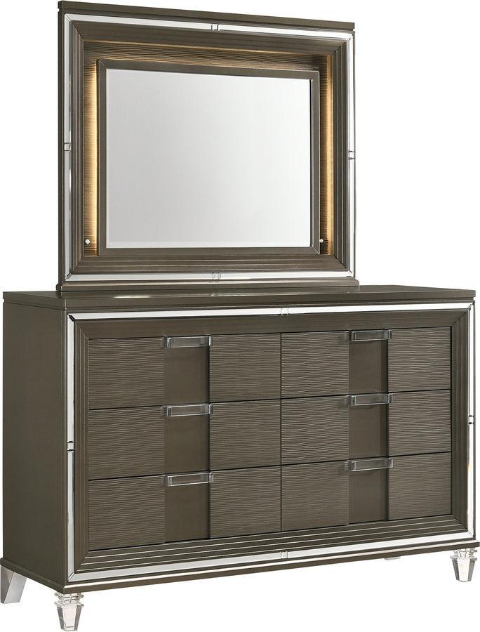 Elements Dressers - Charlotte 6-Drawer Dresser w/ Mood Lighting Mirror Copper