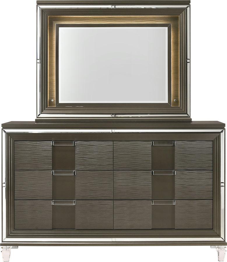 Elements Dressers - Charlotte 6-Drawer Dresser w/ Mood Lighting Mirror Copper
